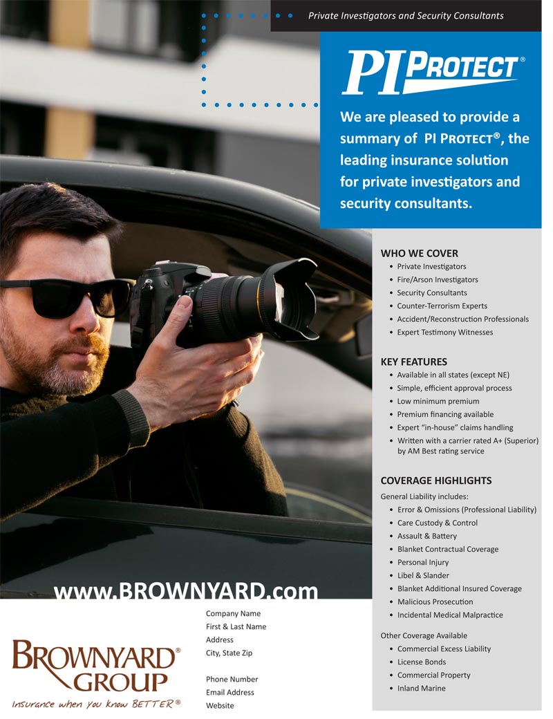 PI Protect Factsheet - insurance for private investigators and security consultants